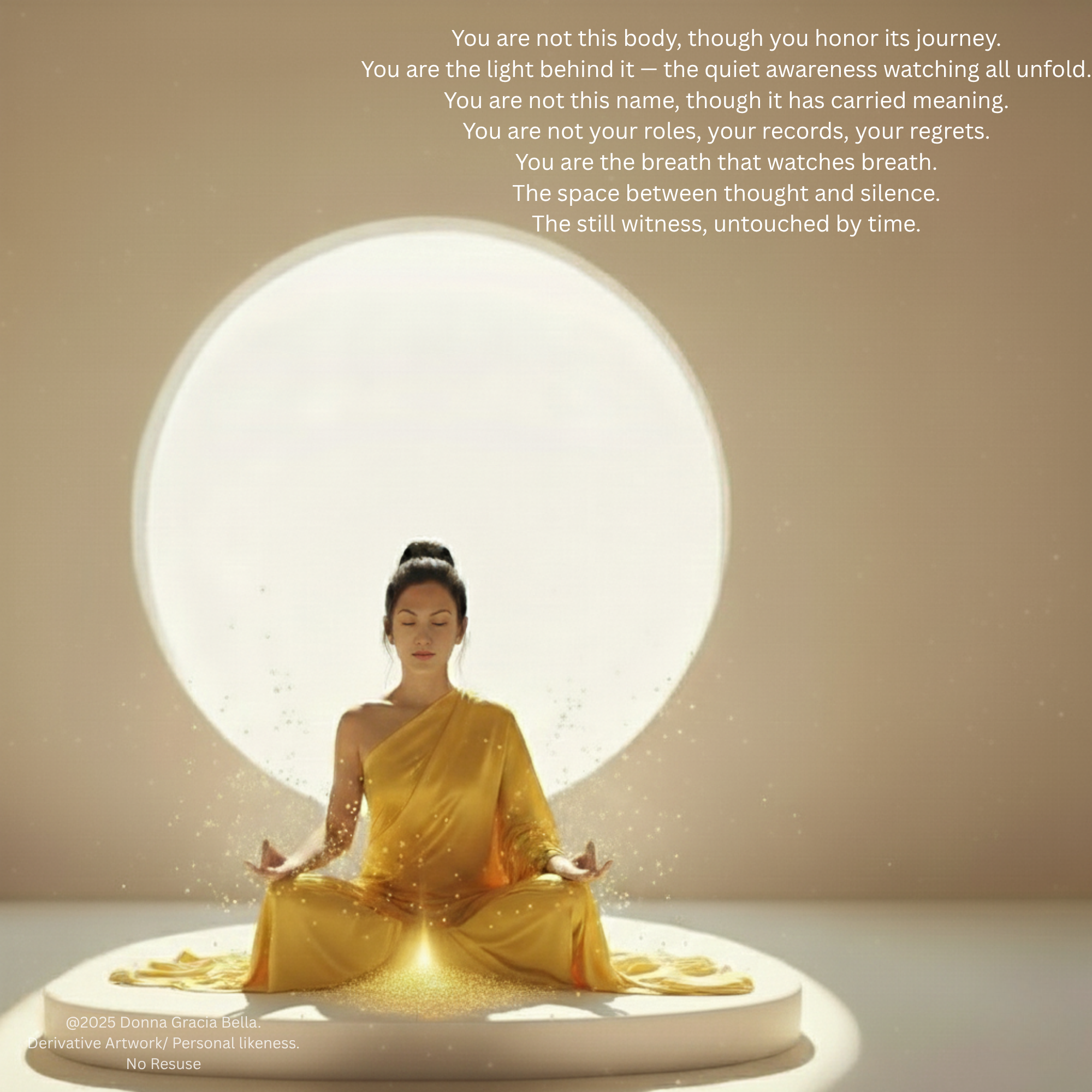 A meditative figure symbolizing the light within and self-awareness.