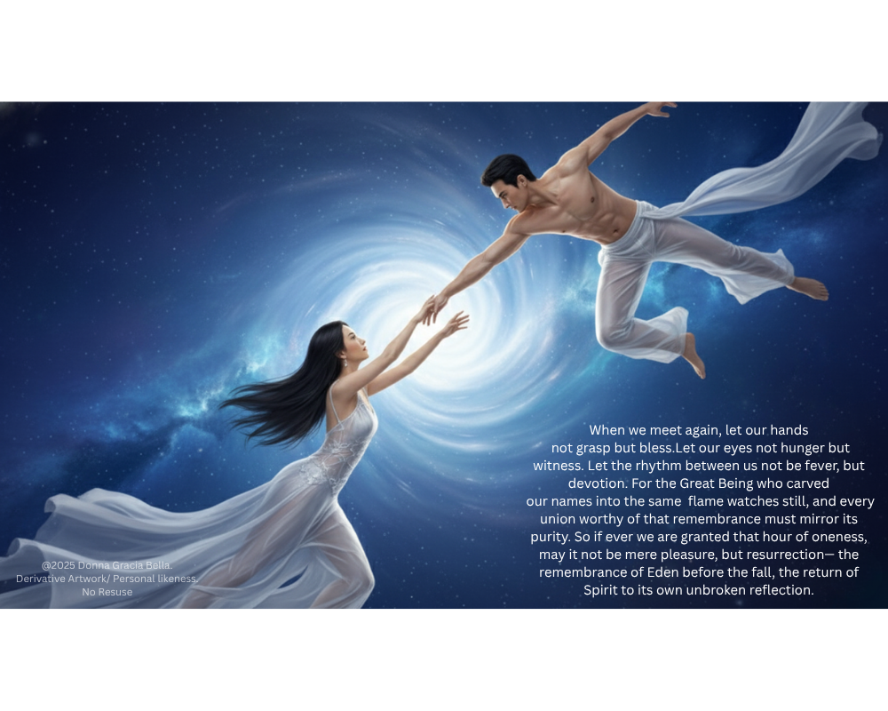 Part II — The Sacred Union: Beyond Flesh and Fire — When Desire Becomes Prayer. © Donna Gracia Bella — Words & Soul.